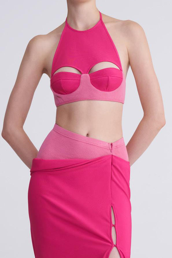 OUDE WAAG hollow hanging neck corset OW-23SS AS05 pink